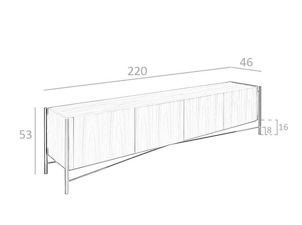 TV-ELEMENT Hellgrau Dunkelgrau Walnuss 220/46/53 cm - Dunkelgrau/Walnussfarben, Holz (220/53/46cm) - ANGEL CERDA