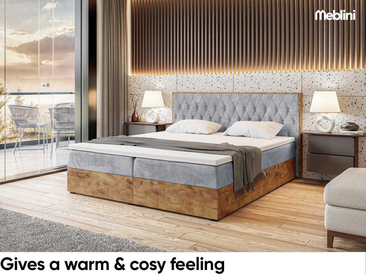 BOXSPRINGBETT Lofty 6 H4 - Hellgrau, Holzwerkstoff (120/200cm) - Meblini