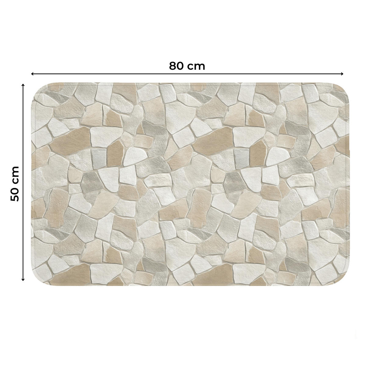 WC-VORLEGER Mosaik - Steine - Beige Toilettenteppich 80x50 cm - Beige, Kunststoff/Textil (80/1cm) - OnlyWow