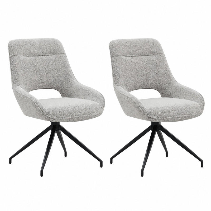 ESSZIMMERSTUHL 2er-Set 360° drehbar Stoff Warm Grey/Schwarz - Schwarz, Metall (50/87/50cm) - Meubliv