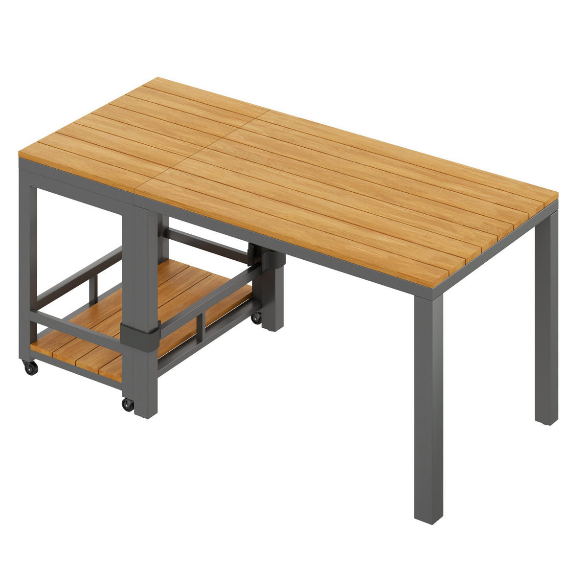 LOUNGEGARNITUR 150/79,5/75 cm Grau/Natur aus Eisen mit abnehmbarem Tisch 6er Set - Grau, Metall - OKMYHOME