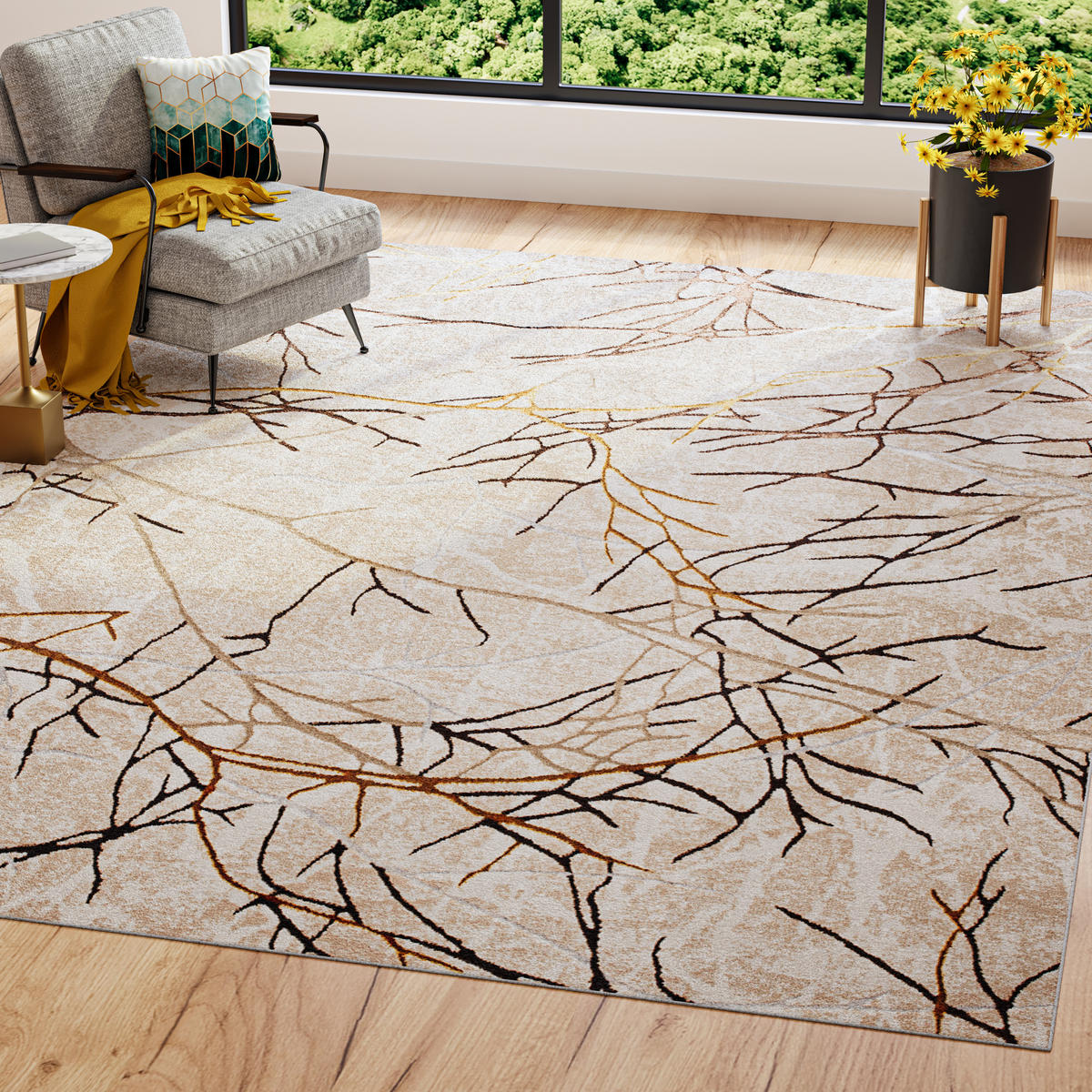 TEPPICH GOLDEN Creme 160/230 cm - Creme, Kunststoff (160/230cm) - Tapiso