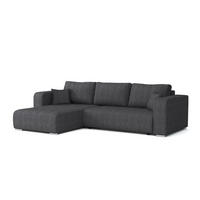 ECKSOFA CARACAS 288/185 in Cord Anthrazit mit Schlaffunktion links - Anthrazit, Holz/Holzwerkstoff (288/185cm) - Deine Möbel 24