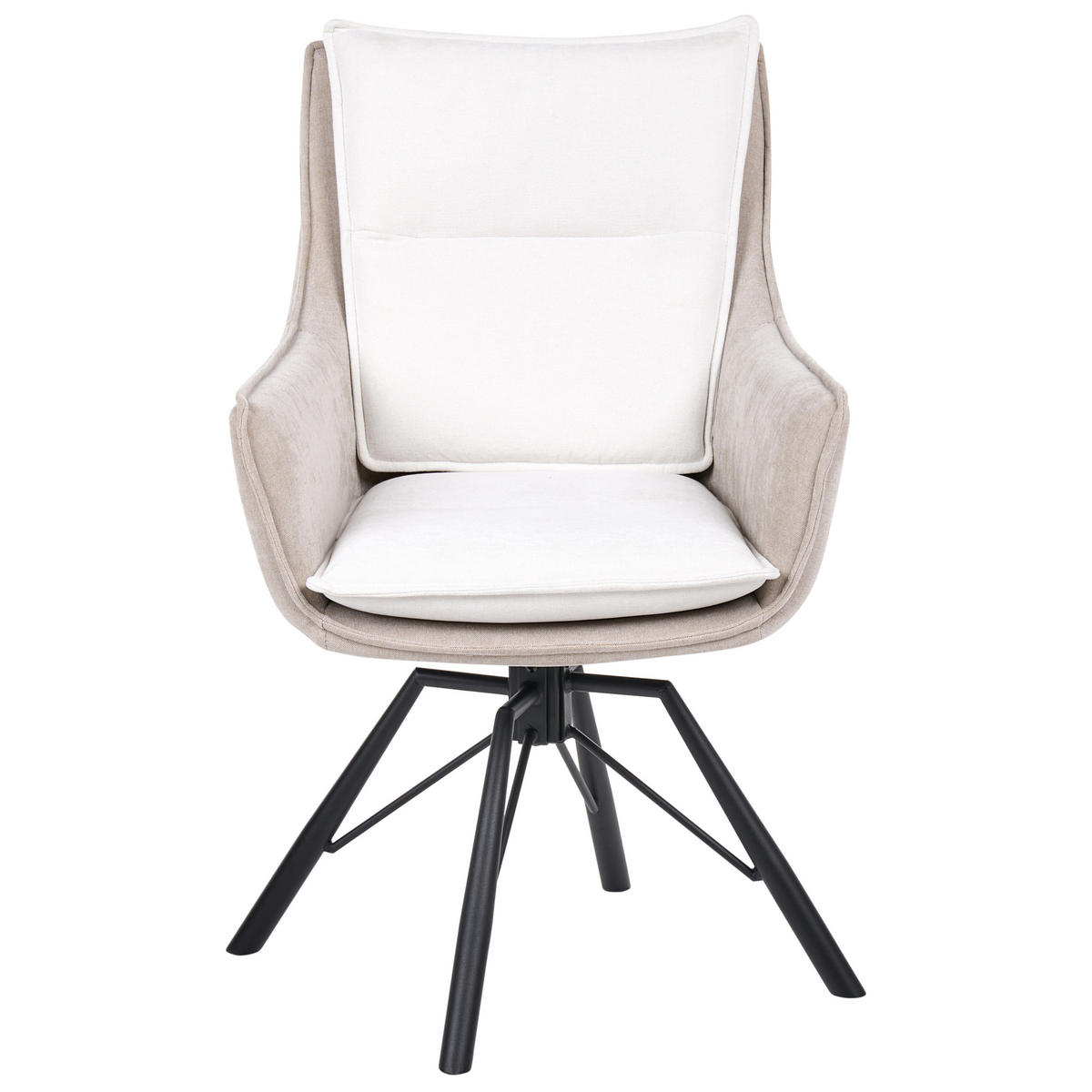 JÍDELNÍ ŽIDLE otočná Žinylková látka Krémově bílá/Béžová Anneberg - krémová, textil (60/94/64cm) - Beliani