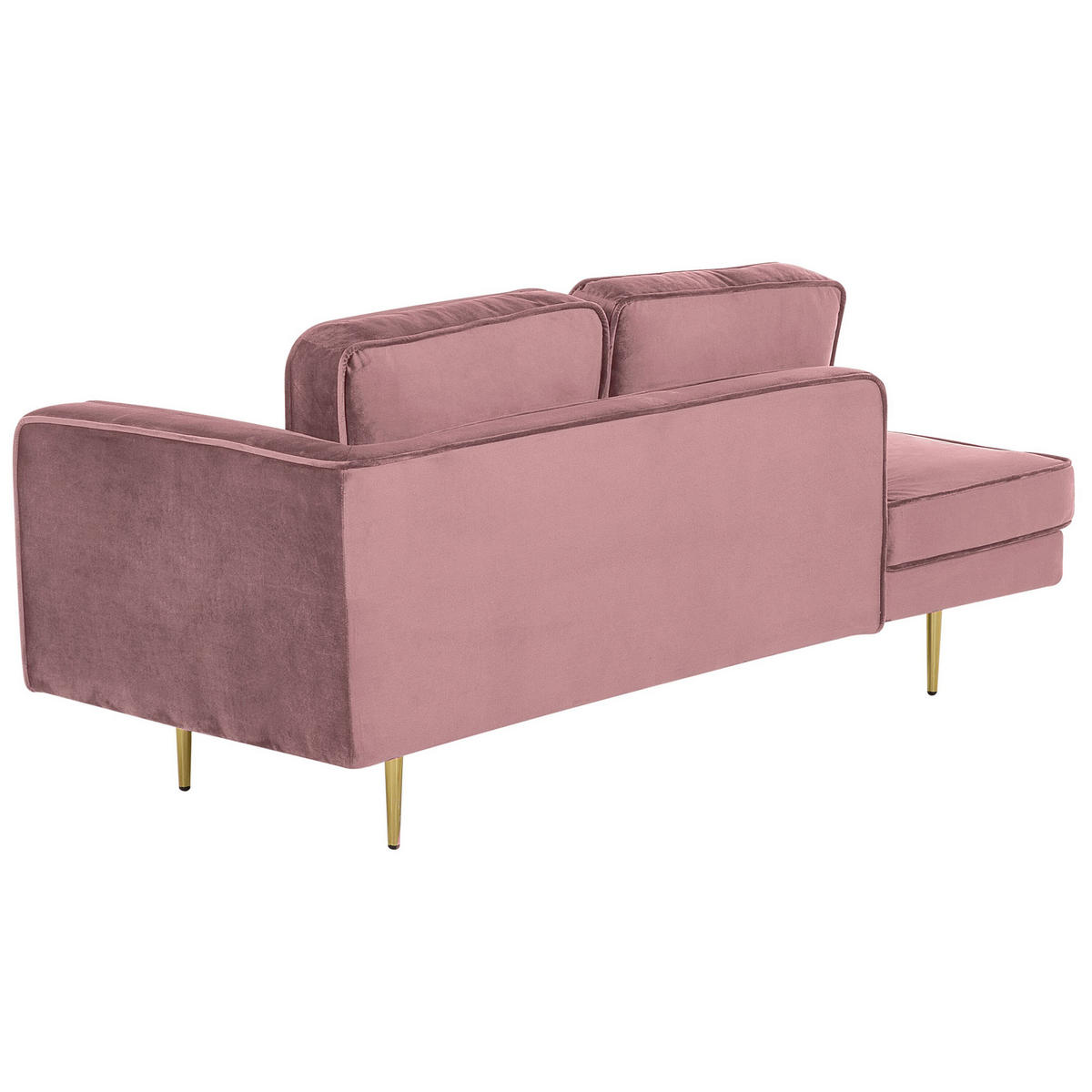 CHAISELONGUE Samtstoff rosa rechtsseitig Miramas - Pink/Goldfarben, Textil (171/63/79cm) - Beliani