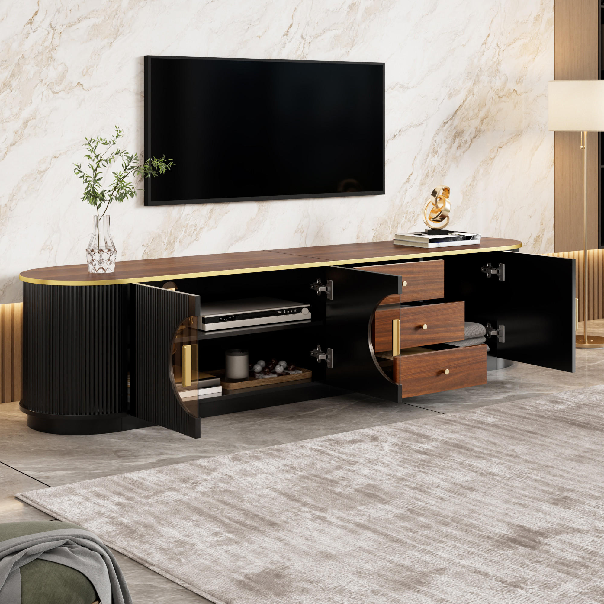 ComfortXL Lowboard Schwarz 180x46x40 cm