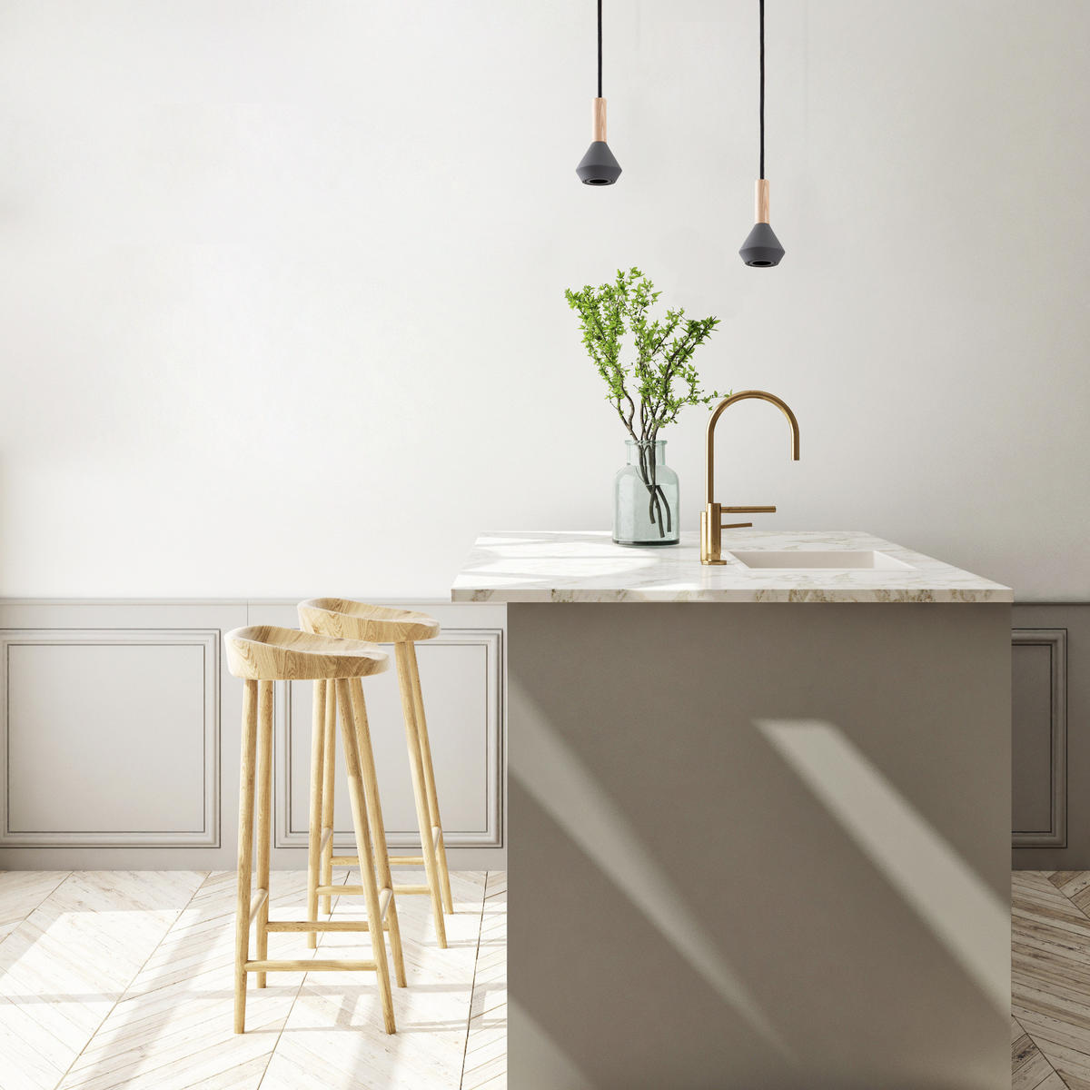 PENDELLEUCHTE Mora S - Grau, Metall (10/10/18.7cm) - Paco Home