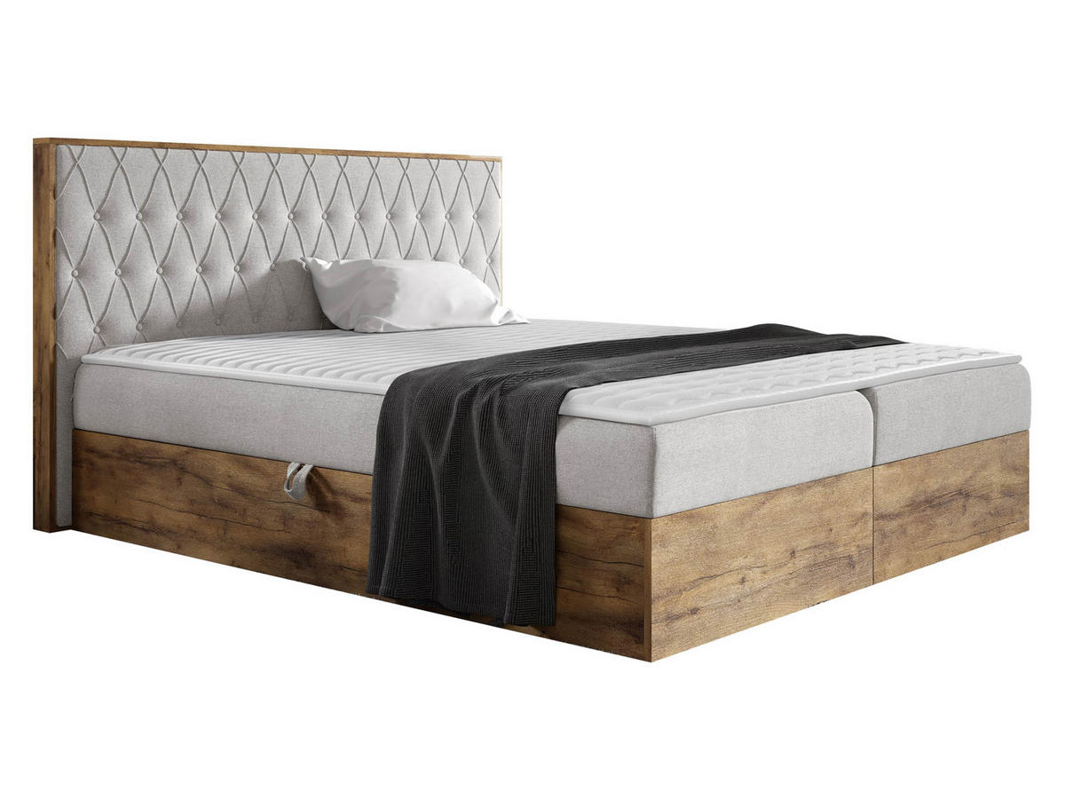 BOXBETT Wood 6 - Hellgrau, Holz/Textil (180/200cm) - MIRJAN24