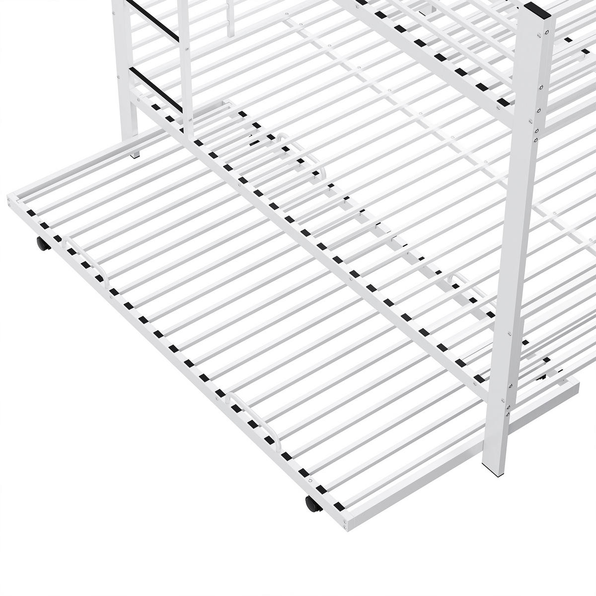 ETAGENBETT 140/200 cm DE-33080 mit Ausziehbett und Rausfallschutz Weiß - Weiß, Metall (140/200cm) - ComfortXL