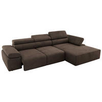 ECKSOFA RILASSO L Braun Velvet - rechts - Schwarz/Braun, Kunststoff/Textil (174/296cm) - MKS