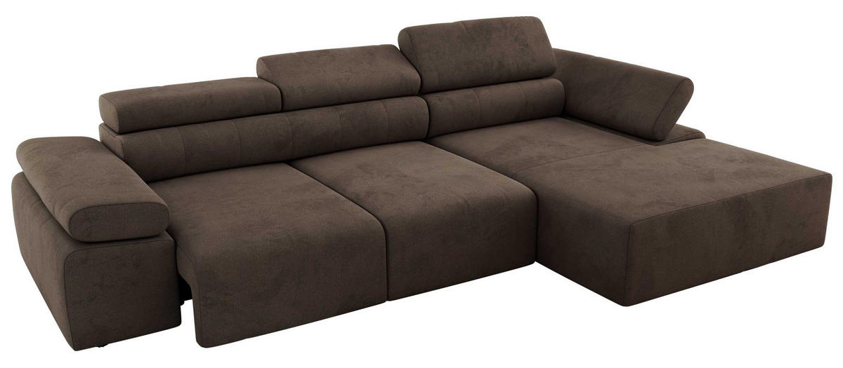 ECKSOFA RILASSO L Braun Velvet - rechts - Schwarz/Braun, Kunststoff/Textil (174/296cm) - MKS