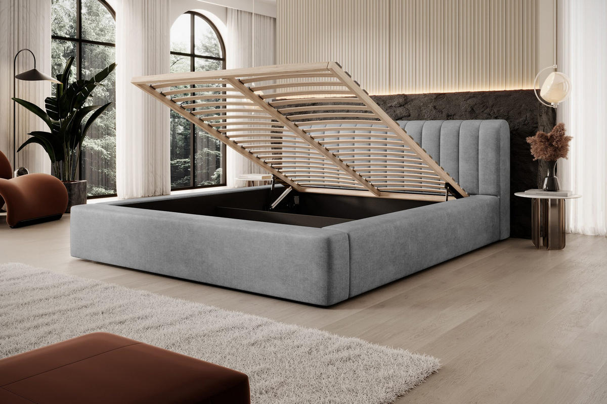 POLSTERBETT aus Polyester Vurmat 140x200 cm, Grau - Grau, Textil (140/200cm) - Fedve