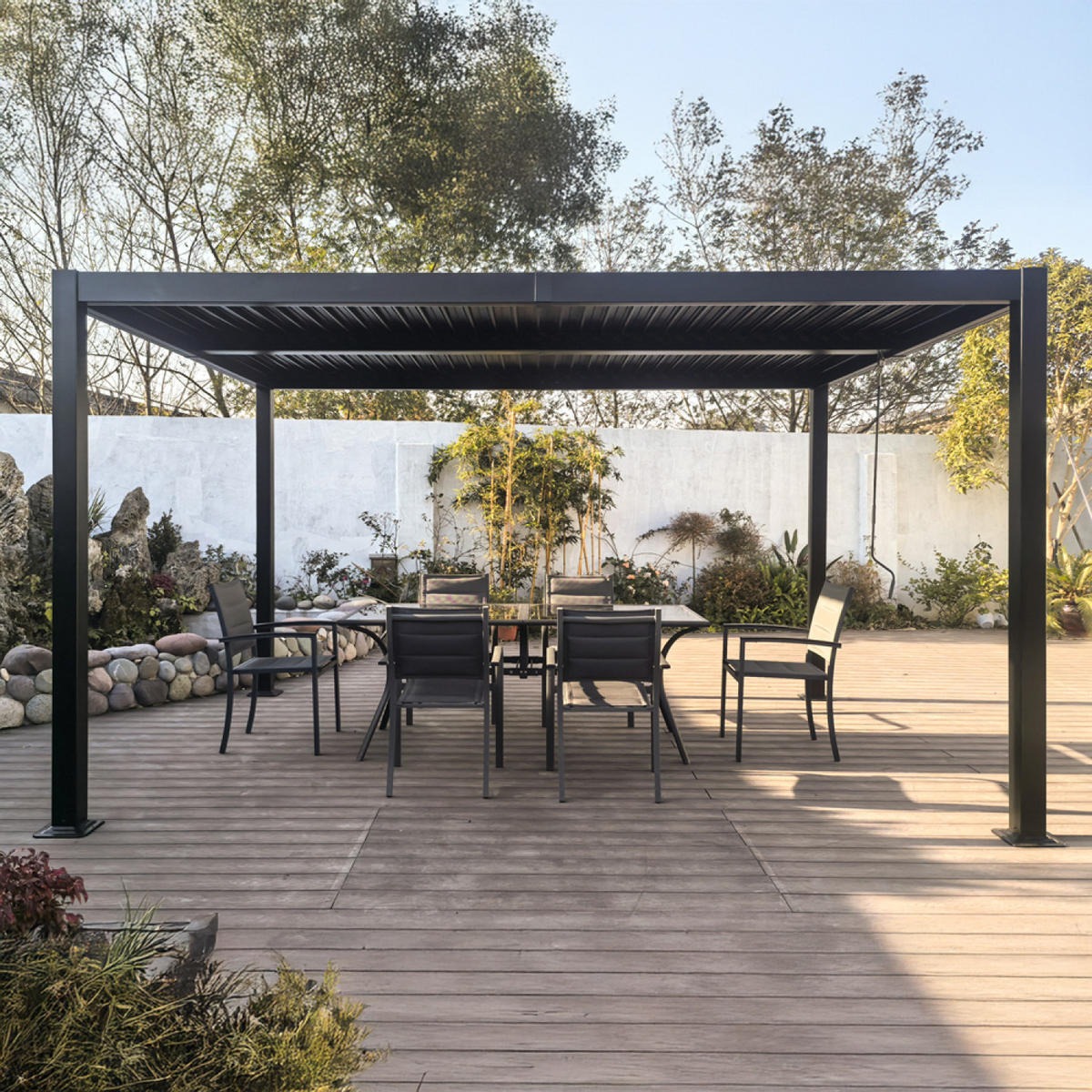 PERGOLA Naxos Anthrazit 4 x 3 m Aus Aluminium - Schwarz, Metall (300/224/400cm) - Concept Usine