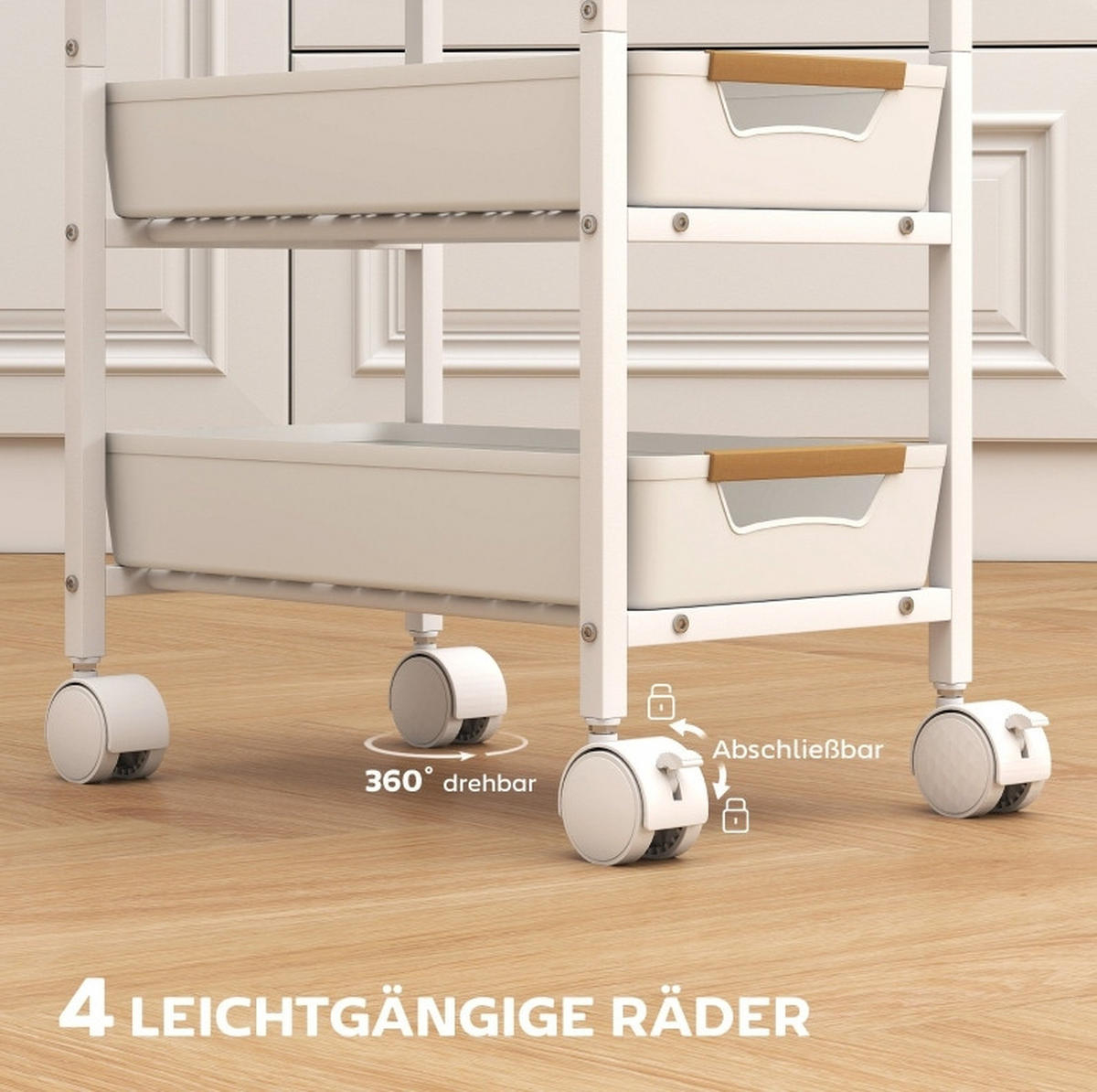 KÜCHENWAGEN mit 4 Schubladen 39,5 x 24 x 82 cm Weiß - Weiß, Metall (24/82/39.5cm) - Beauniv