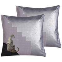 DEKOKISSEN 2er-Set Grau 45/45 cm Digitalis - Grau, Naturmaterialien/Textil (45/45cm) - Beliani