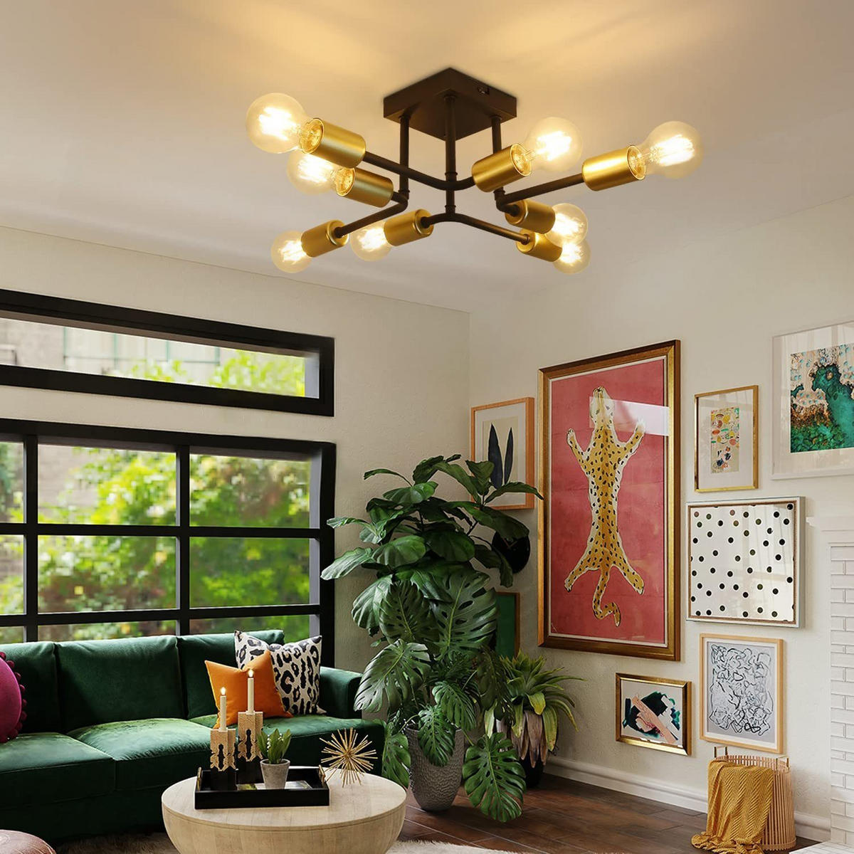 DECKENLEUCHTE Bryzane 48/16/48.5 cm - Schwarz, Metall (48.5/48/16cm) - ZMH