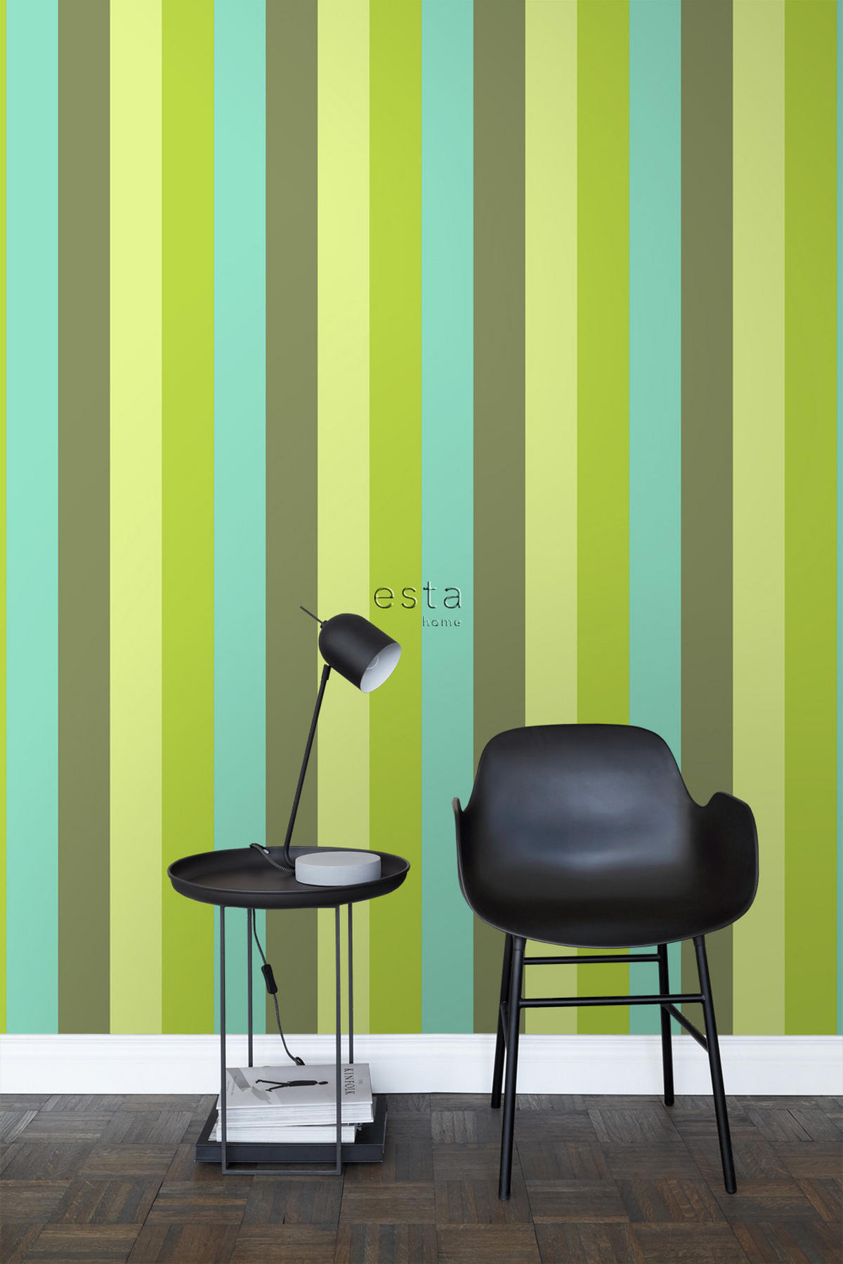 TAPETE Streifen 53 cm x 10.05 m - Grün, Papier (53/1000cm) - ESTAhome
