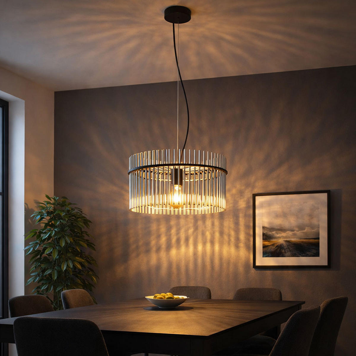 LED HÄNGELEUCHTE Metall Schwarz - Grau, Glas (40/40/150cm) - Globo Lighting