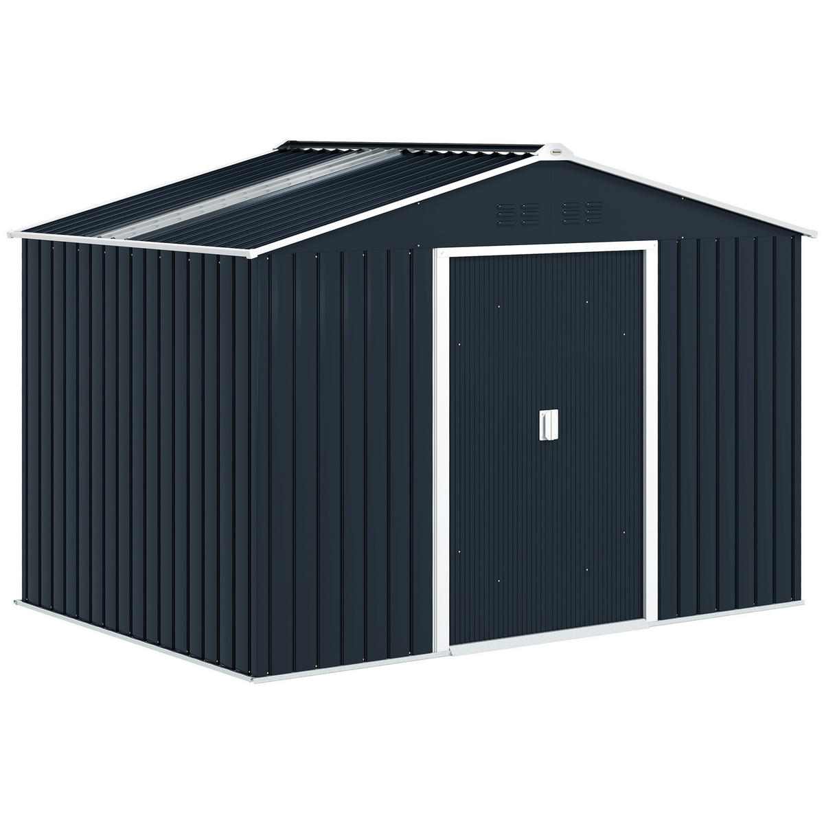 VERZINKTER Stahl Gerätehaus 4,9m² 277x195x192cm Geräteschuppen mit Satteldach - Dunkelgrau, Metall (195/192/277cm) - Outsunny