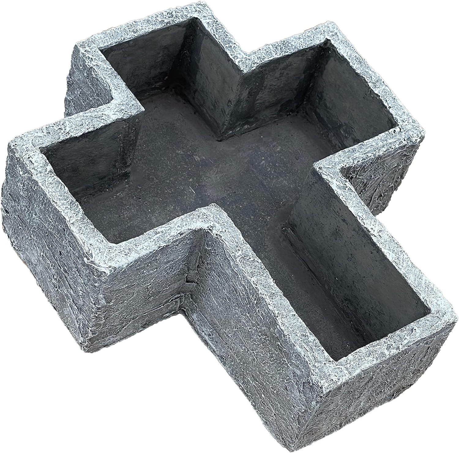 STEINFIGUR Grabkreuz Pflanzschale frostfest Steinguss - Grau, Stein (23/8/26cm) - stoneandstyle