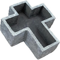 STEINFIGUR Grabkreuz Pflanzschale frostfest Steinguss - Grau, Stein (23/8/26cm) - stoneandstyle