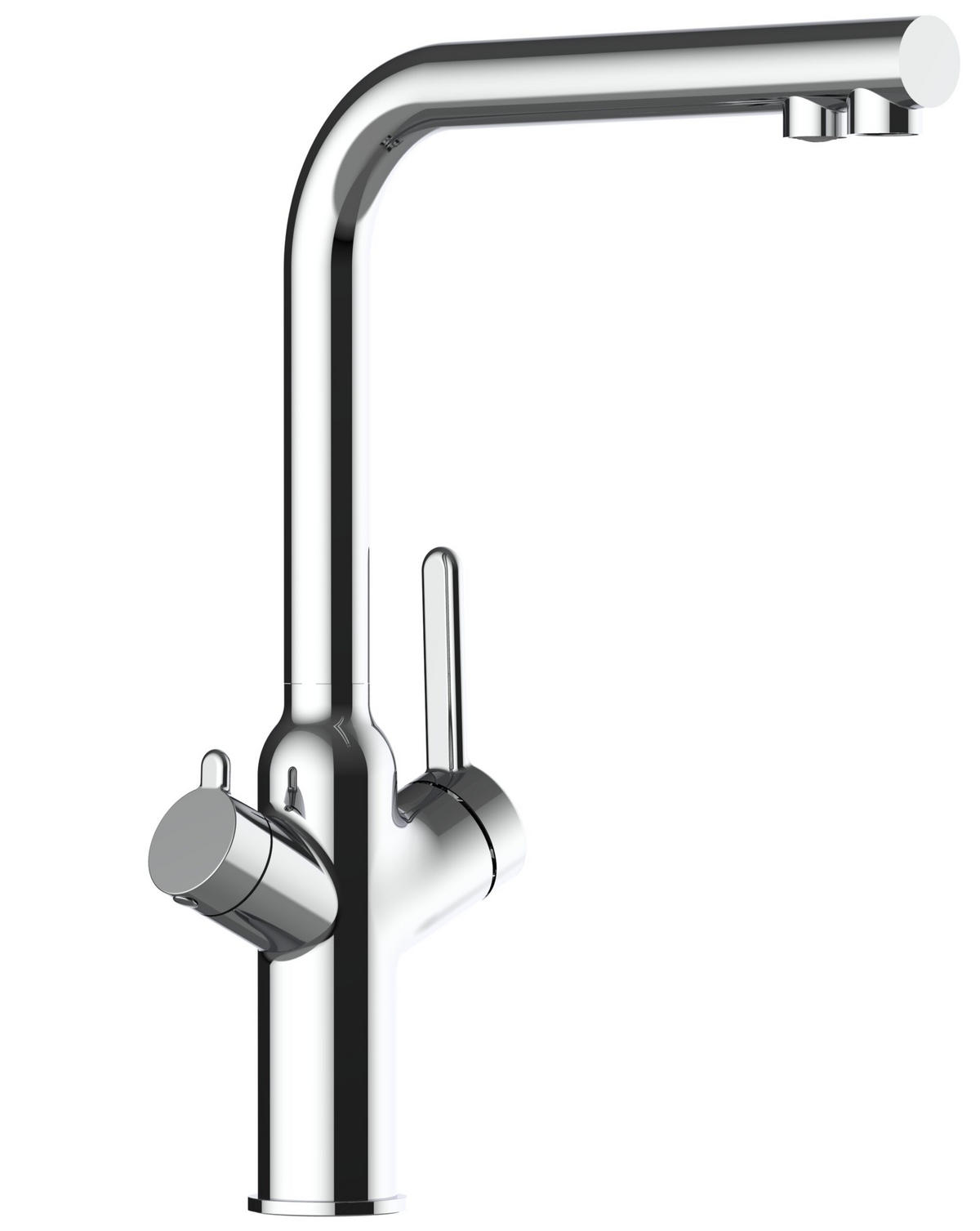 3-WEGE-KÜCHENARMATUR, Verchromt, 360° schwenkbar - Chromfarben, Metall (22.5/34.8/22.5cm) - VIZIO