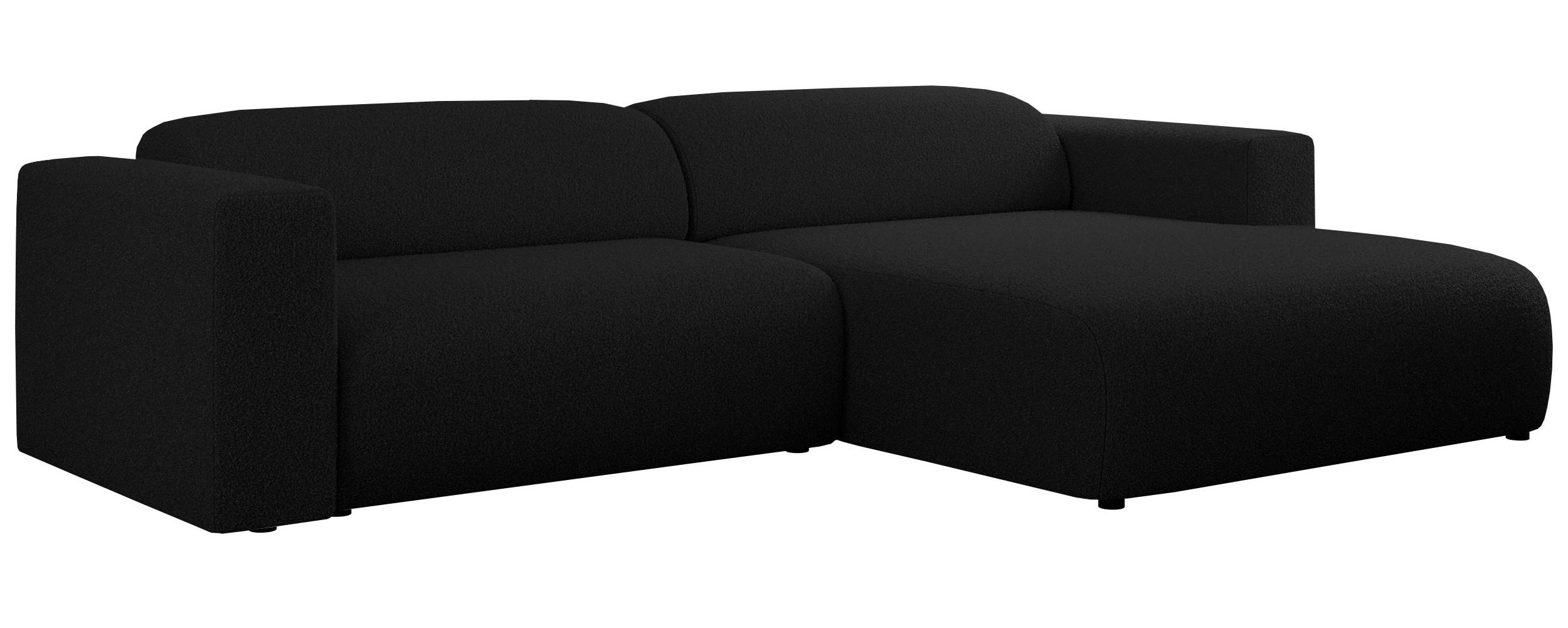 ECKSOFA PASADENA Schwarz Bouclé - Rechts Seite - Schwarz, Kunststoff/Textil (180/288cm) - MKS