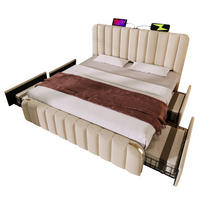POLSTERBETT 180/200 cm Beige mit USB Typ-C Ladefunktion und 4 Schubladen - Beige, Textil (180/200cm) - OKWISH