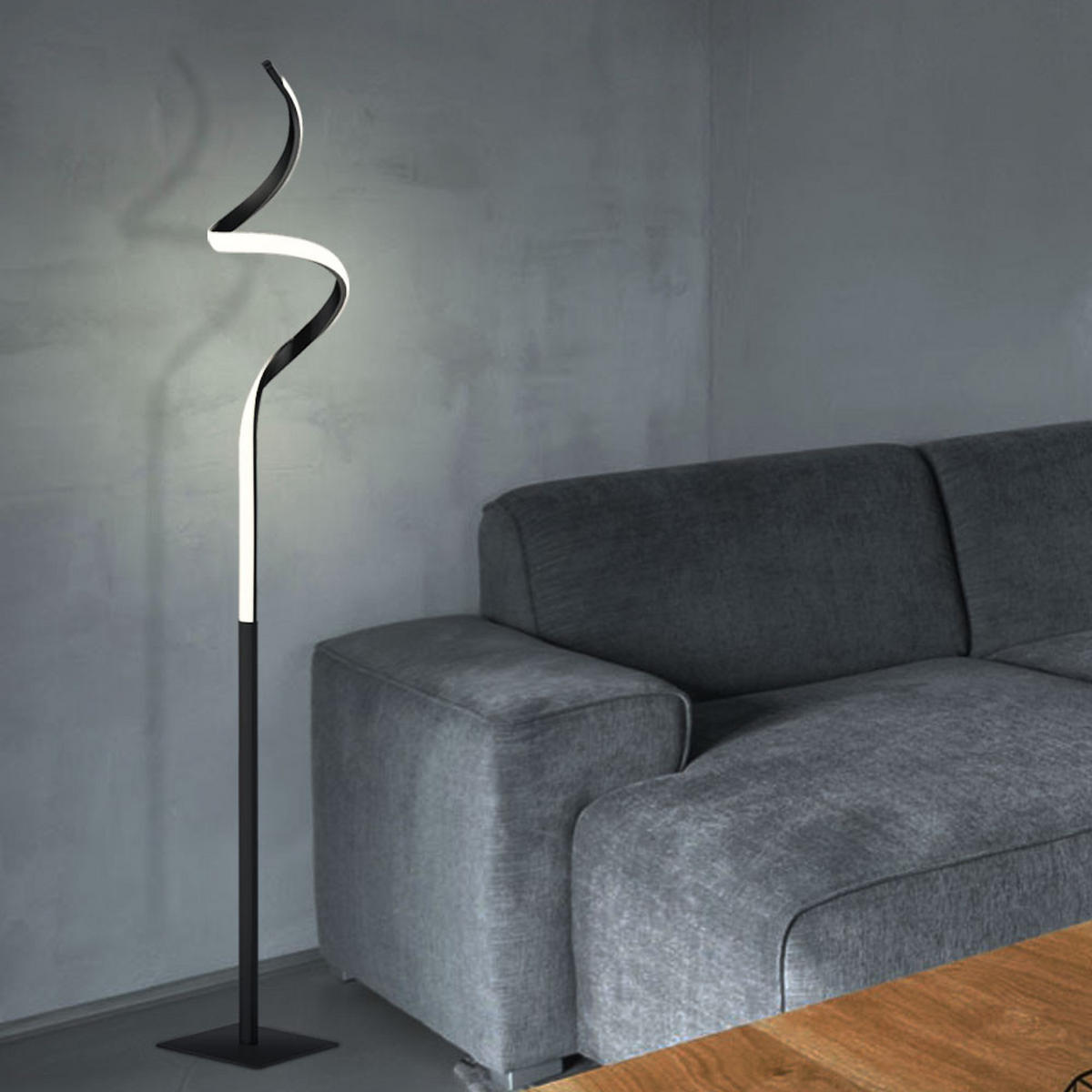 LED STEHLEUCHTE Course Schwarz Matt - Schwarz, Metall (20/20/145cm)