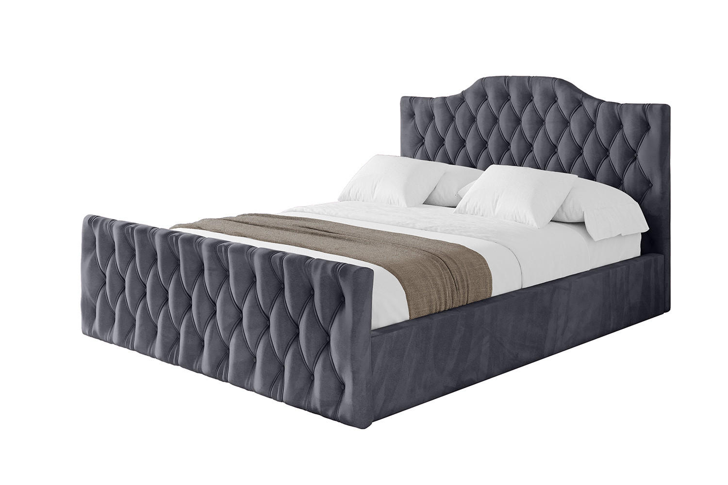 POLSTERBETT mit Bettkasten, Fußteil und Lattenrost, Boxbett mit Matratze H3/H4 - FALIO-Z 180x200 Dunkelgrau - Dunkelgrau, Holzwerkstoff/Textil (180/200cm) - ALTDECOR