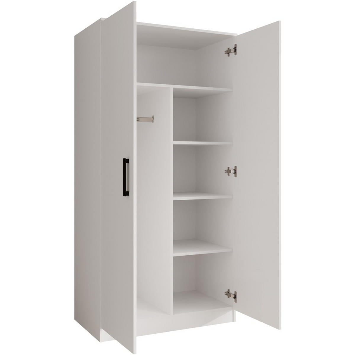 DREHTÜRENSCHRANK Trend, ohne Schubladen, Weiß - Schwarz/Weiß, Holzwerkstoff (90/180/50cm) - Beautysofa
