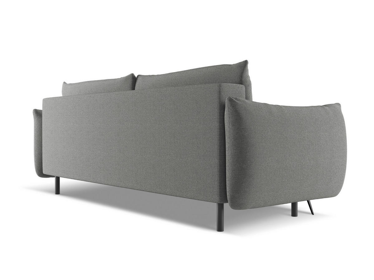 3-SITZER SOFA mit Schlaffunktion Chenille Stoff Grau - Schieferfarben/Schwarz, Textil/Metall (230/86/105cm) - Makamii