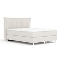 BOXSPRINGBETT Minori Hellbeige 180/200 cm mit Latex-Topper - Beige/Silberfarben, Holz/Holzwerkstoff (180/200cm) - Maison de Reve