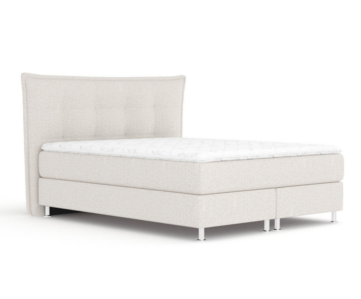 BOXSPRINGBETT Minori Hellbeige 180/200 cm mit Latex-Topper - Beige/Silberfarben, Holz/Holzwerkstoff (180/200cm) - Maison de Reve