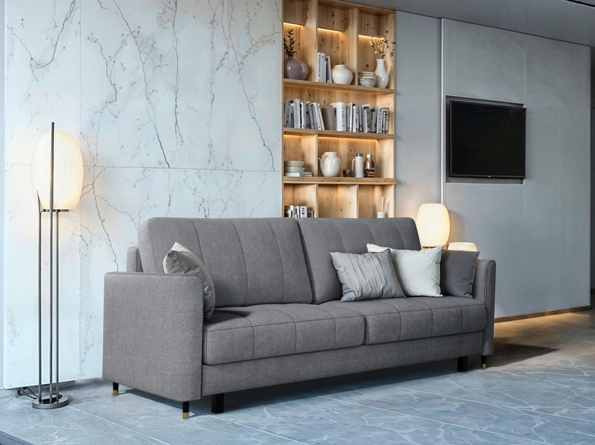 SCHLAFSOFA Gebet – Graphit, mit Schlaffunktion und Bettkasten - Graphitfarben, Textil (225/100/110cm)