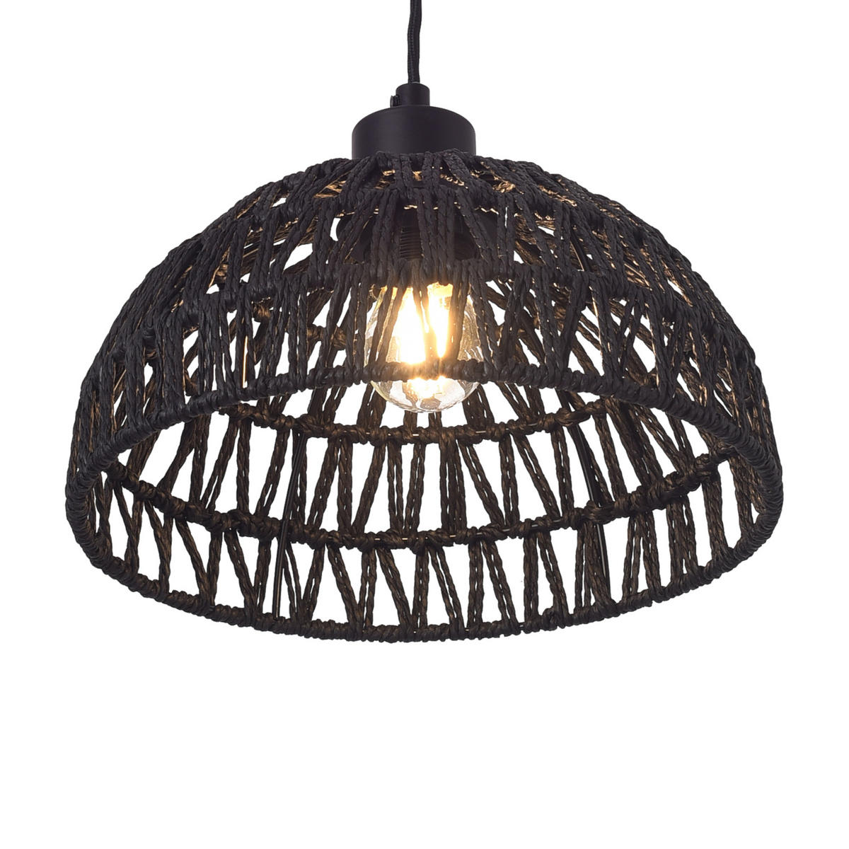 HÄNGELAMPE Alton - Schwarz, Naturmaterialien/Metall (25/25/156cm) - lux.pro
