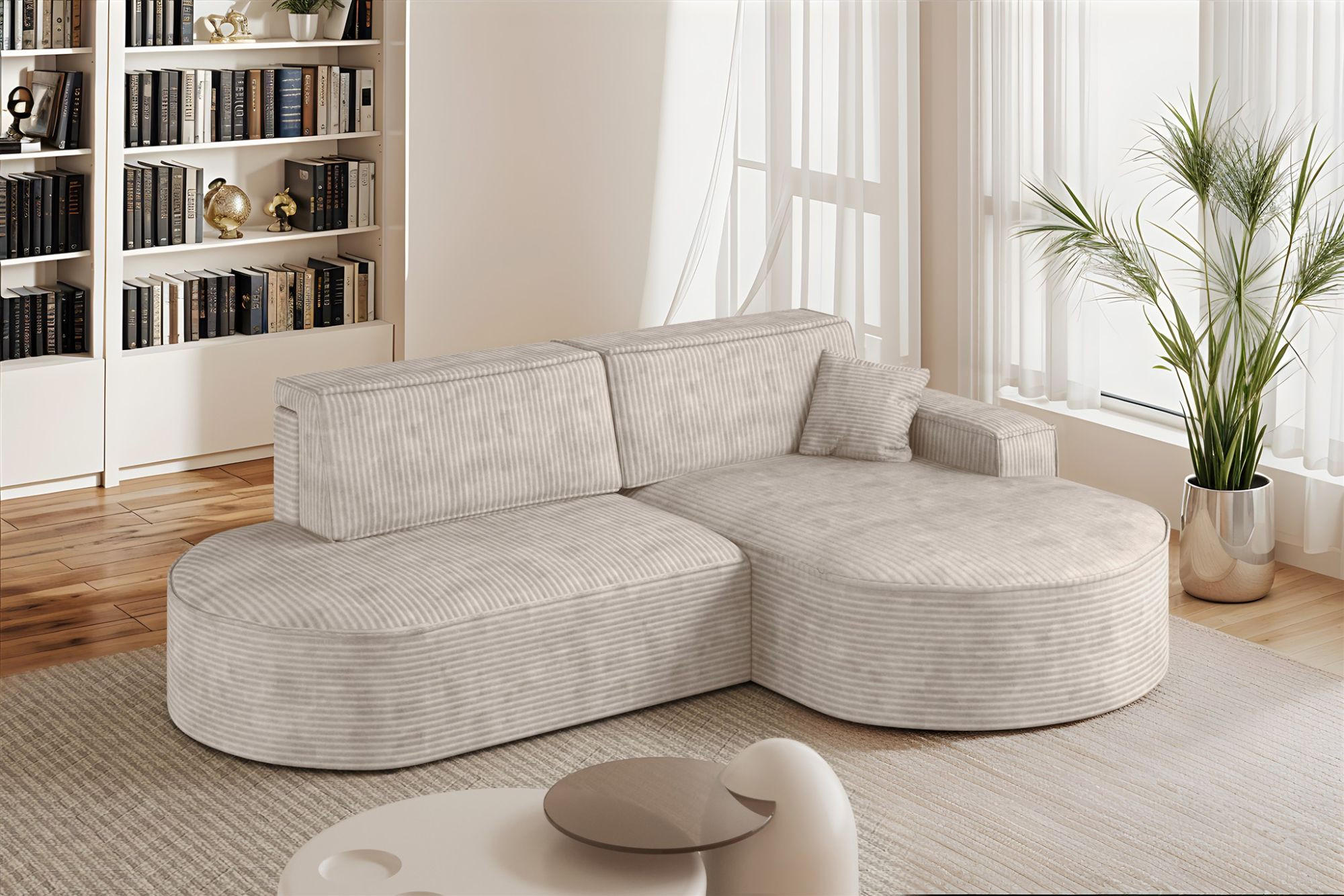 ECKSOFA Venedig Mit Schlaffunktion - Weiß, Holzwerkstoff/Textil (278/179cm) - Fun Möbel