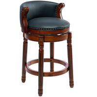 BARHOCKER drehbar Sitzhöhe 75 cm Leder Holz Blau - Blau, Holz (54.8/96/54.83cm) - Meubliv