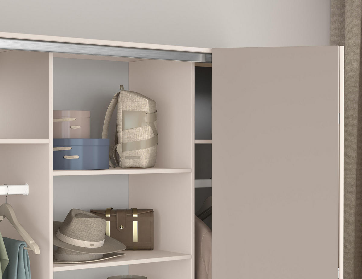 FALTTÜRENSCHRANK Omodeo 200 cm breit in Kaschmir – mit WingLine-Falttüren - Beige, Holzwerkstoff (200/240/58cm) - AX Living