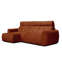 ECKSOFA KIMI 3-Sitzer, ausziehbarer Sitz, verstellbare Kopfstützen, rot - Rot/Schwarz, Holzwerkstoff/Textil (270/160cm) - Courtois Laville