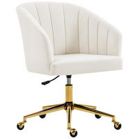 BÜROSTUHL Cremeweiß Stoff in Samtoptik (100% Polyester) 61xx60x92.5 xm - Weiß, Kunststoff (60/92.5/61cm) - DESIGN IN