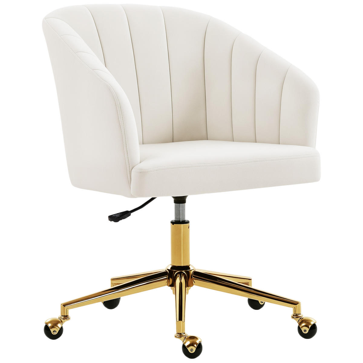 BÜROSTUHL DE-05222 Samtoptik, höhenverstellbar & rollbar Cremeweiß - Creme, Metall (60/92.5/61cm) - ComfortXL
