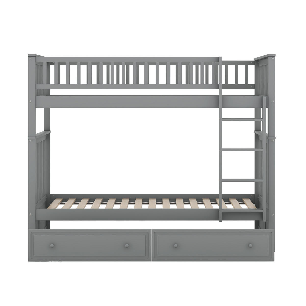 ETAGENBETT 90/200 cm Grau aus Kiefer mit 2 Schubladen - Grau, Holz (90/200cm) - BEAOK