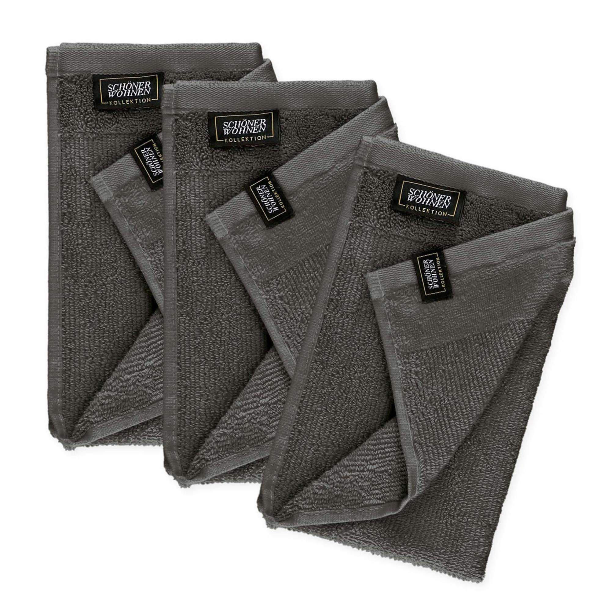 GÄSTEHANDTUCH 3ER SET AUS 100 % BAUMWOLLE SENSE - Anthrazit, Textil (30/50cm) - Schöner Wohnen