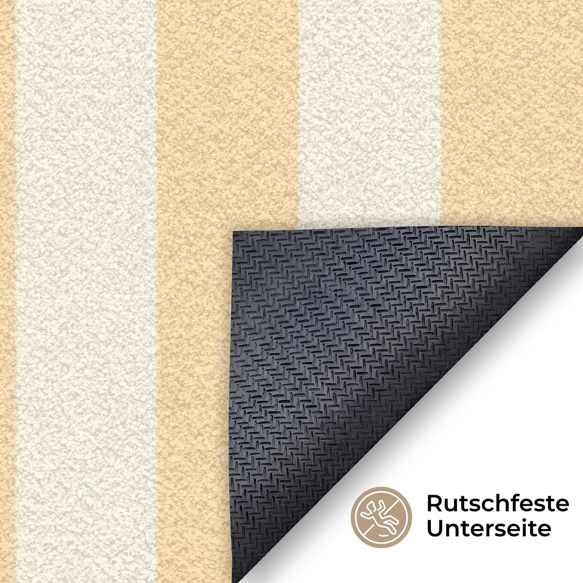 FUSSMATTE Blau – Gelb – Streifen – La Dolce Vita 150x90 cm - Hellgelb, Kunststoff (150/0.4cm) - MuchoWow