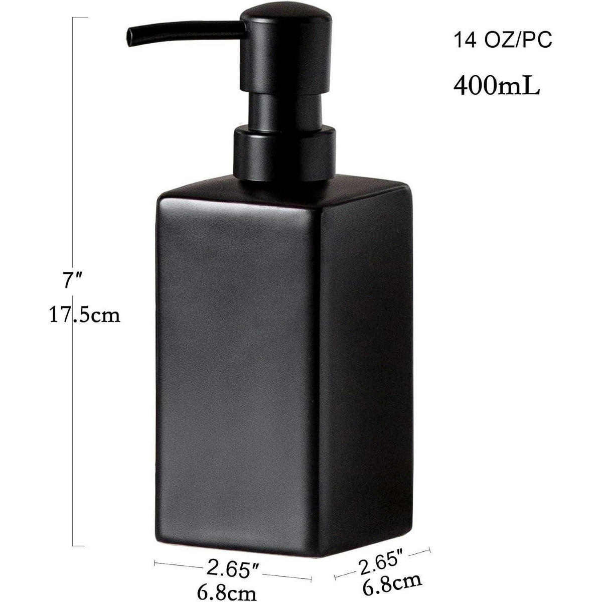 SEIFENSPENDER Keramik matt schwarz 400 ml - Schwarz, Keramik (6.8/17.5/6.8cm)