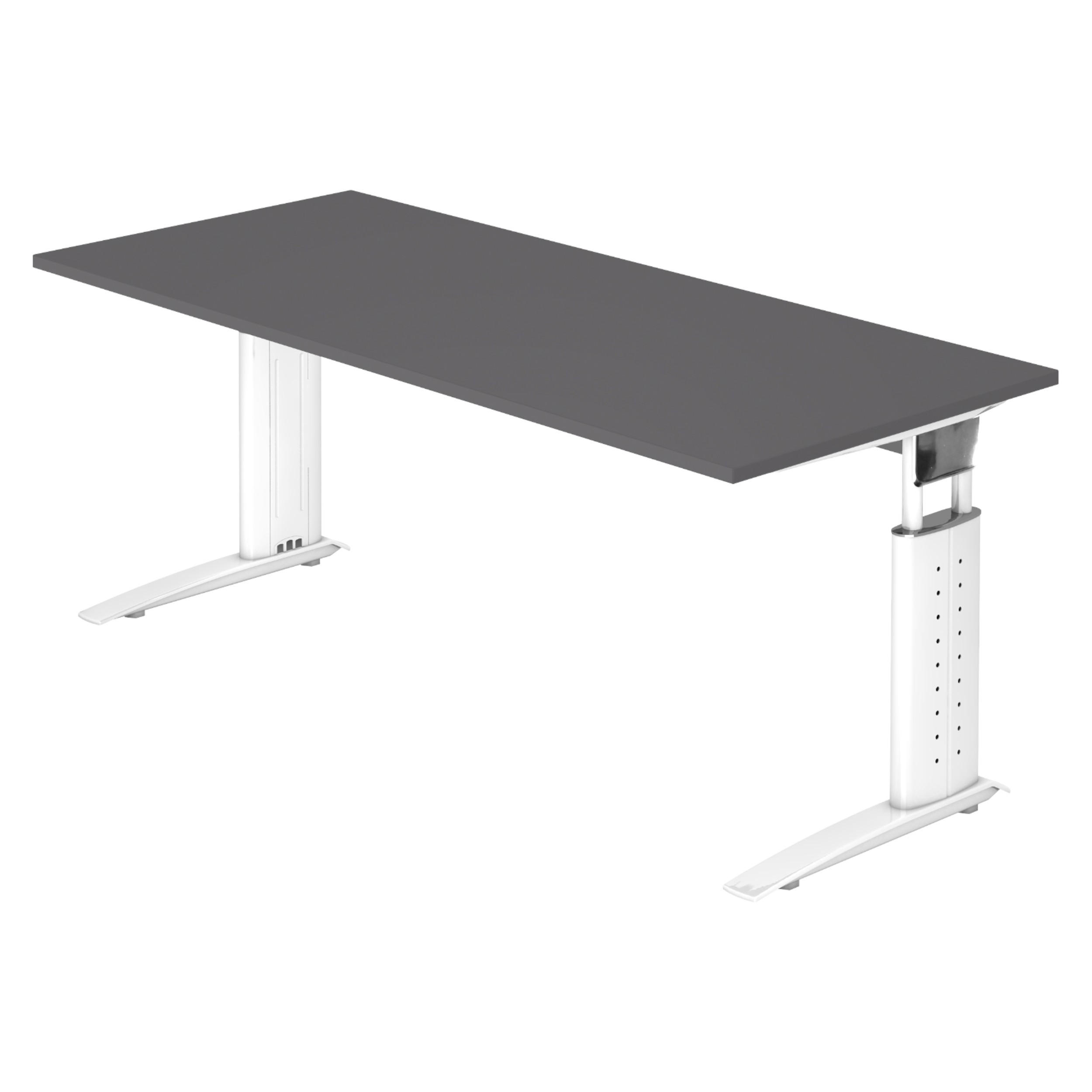 SCHREIBTISCH Serie-U 80/180/74 cm in Graphitfarben/Weiß - Graphitfarben/Weiß, Holzwerkstoff (80/180/74cm) - bümö