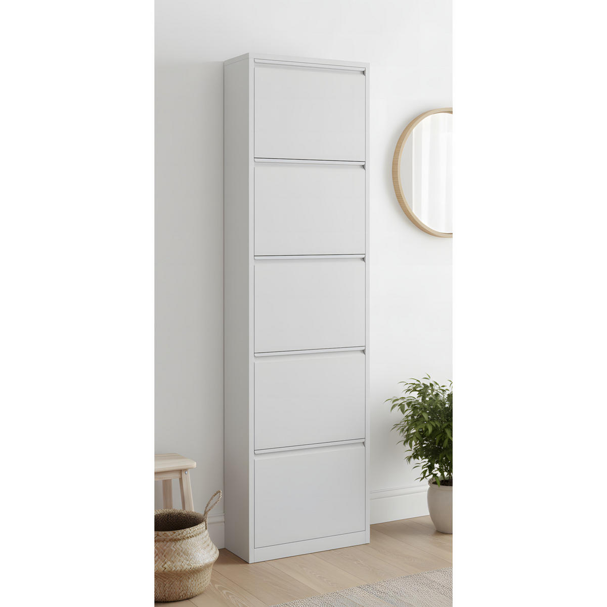 SKOSKÅP Pisa 50 x 16 x 173 cm – vit - Vit, Träbaserade material/Metall (50/173/16cm) - ebuy24
