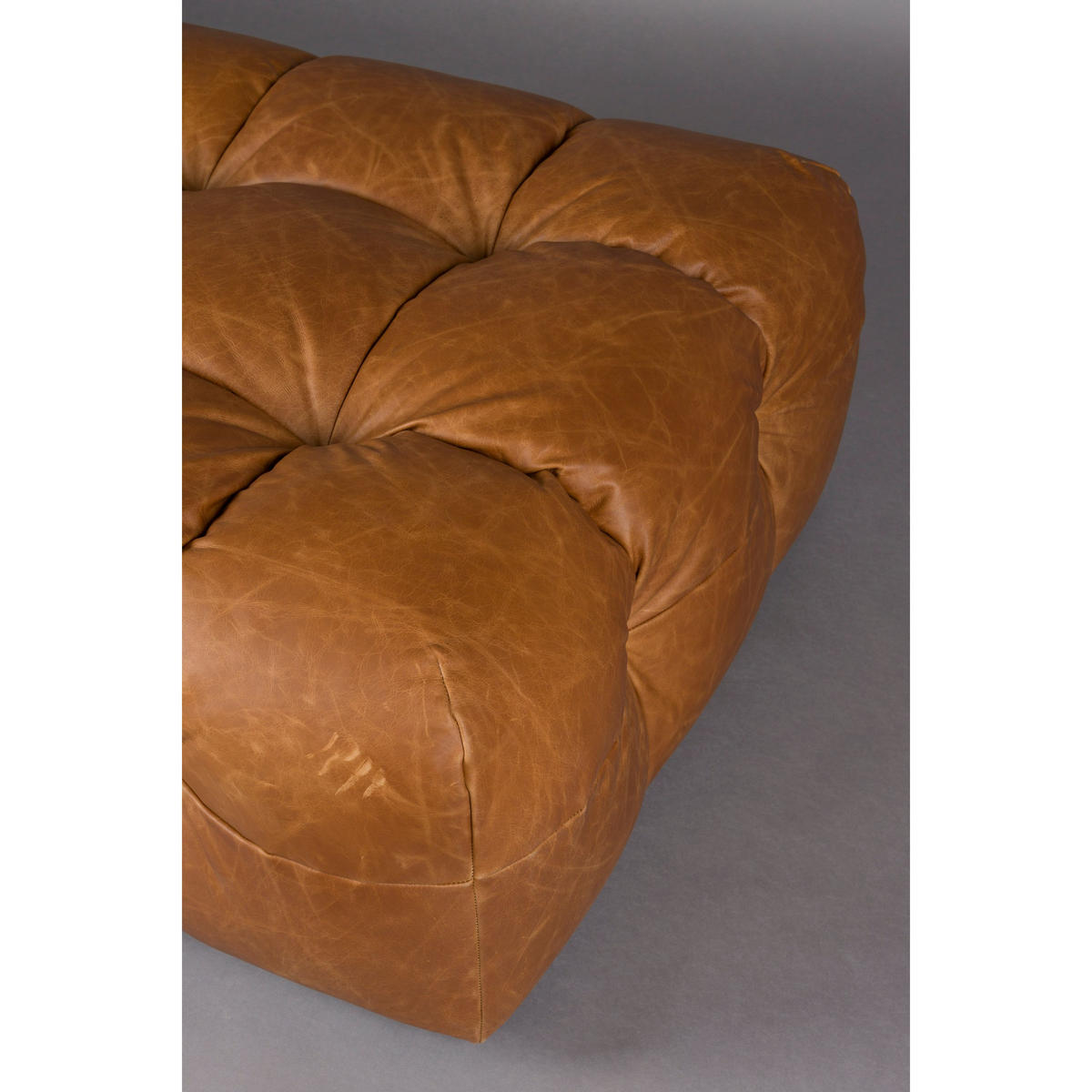 SITZHOCKER Hackman Leder Cognac/ Braun - Cognac/Braun, Leder (100/45/100cm) - Dutchbone
