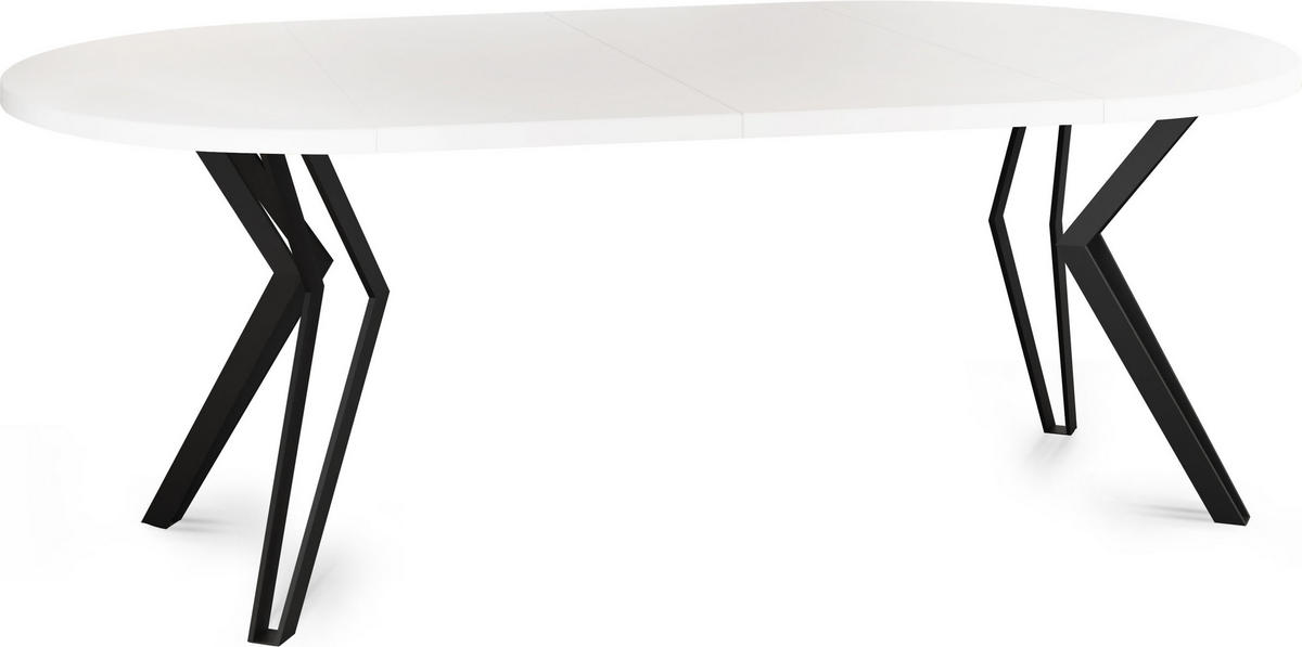 ESSTISCH Revena runder ausziehbarer, Weiß 100-180/100/76 cm - Schwarz/Weiß, Holzwerkstoff/Metall (100/100/76cm) - WFL GROUP